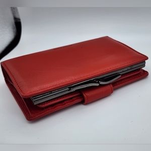 Red leather and gun metal Mundi  like new wallet and change purse.